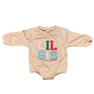 Lil Sis Tan Long Sleeve Onesie 0-3 Months NWOT